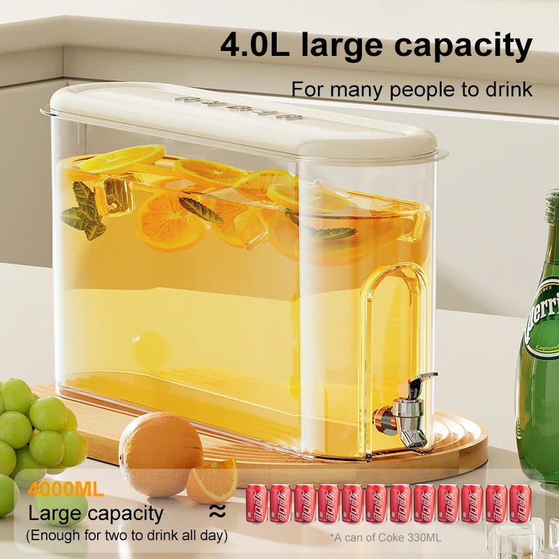 UFORU Leakproof Refrigerator Water Jug Large Capacity Food Grade Beverage Dispenser with Tap for Kitchen Fridge