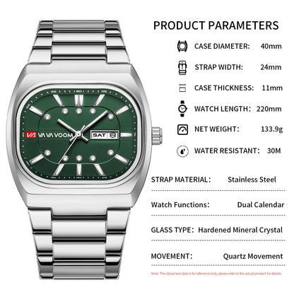 2026 New Men Watches 40mm Square Quartz Movement Analog Diving Series Clock Black Stainless Steel Top Brand Watch for Men montre
