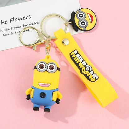 1/3/7/14PCS New Popular Anime Minions Keychain Cartoon PVC Children Toy Gift Cute Key Ring School Bag Pendant Car Key Chain