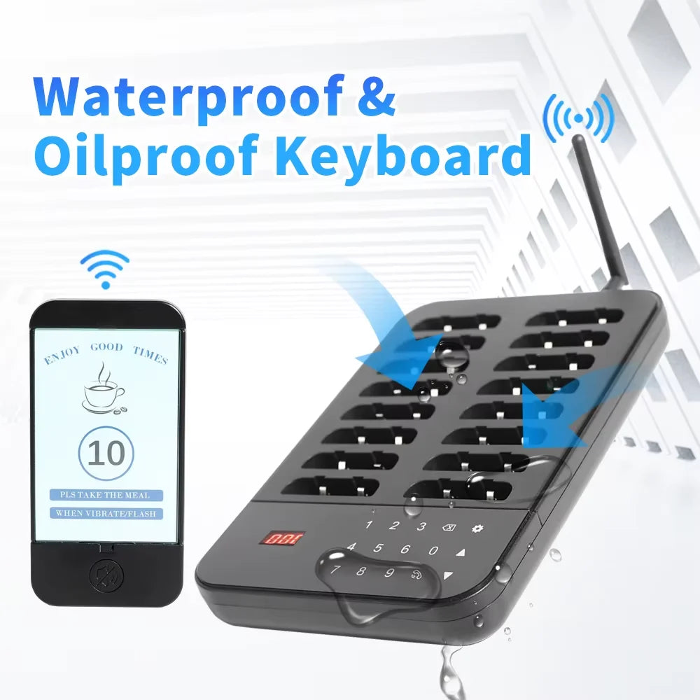 Wireless Restaurant Pager System Guest Customer Calling 16 Beepers Pager Buzzer For Restaurant Food Court Cafe Beach Bar
