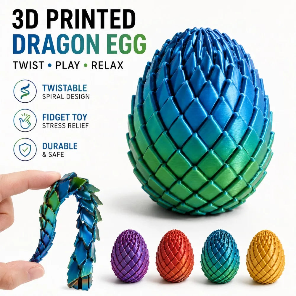 3D Printed 7.5/5.5CM Twisted Dragon Egg Toy Spiral Stress Relief Sensory Toy Christmas Birthday Party Gifts Multi-color Fidget
