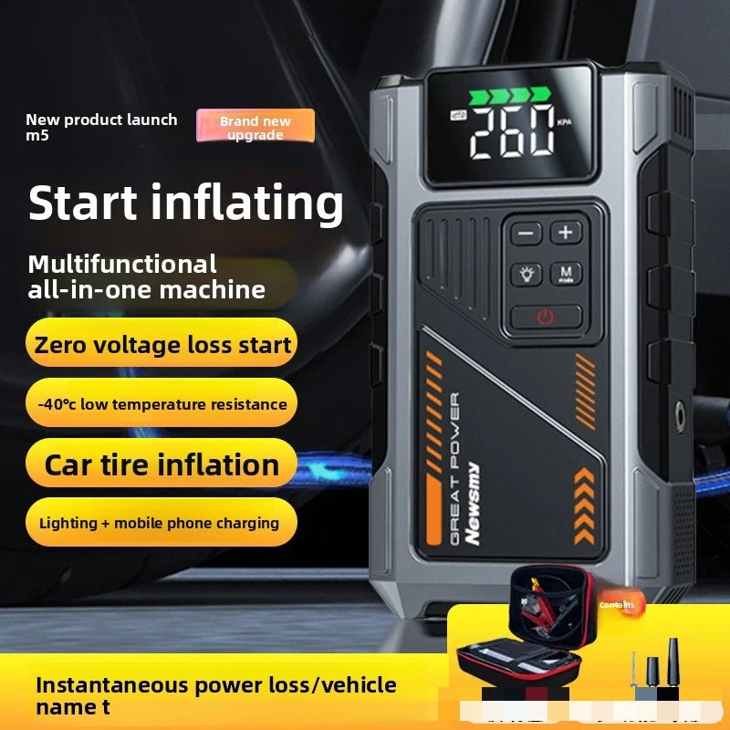 Rozrusznik samochodowy 2 w 1 z pompką powietrza M5 Awaryjny wzmacniacz akumulatora Cyfrowy inflator do opon z monitoringiem opon