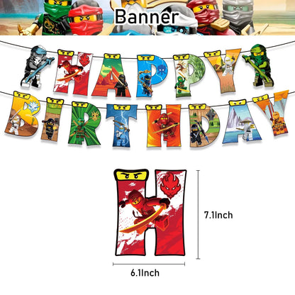 Ninja Birthday Party Decoration Tableware Set Tablecloth Plate Balloon  Cups Napkins Backdrop Banner Cake Toppers Party Supplies