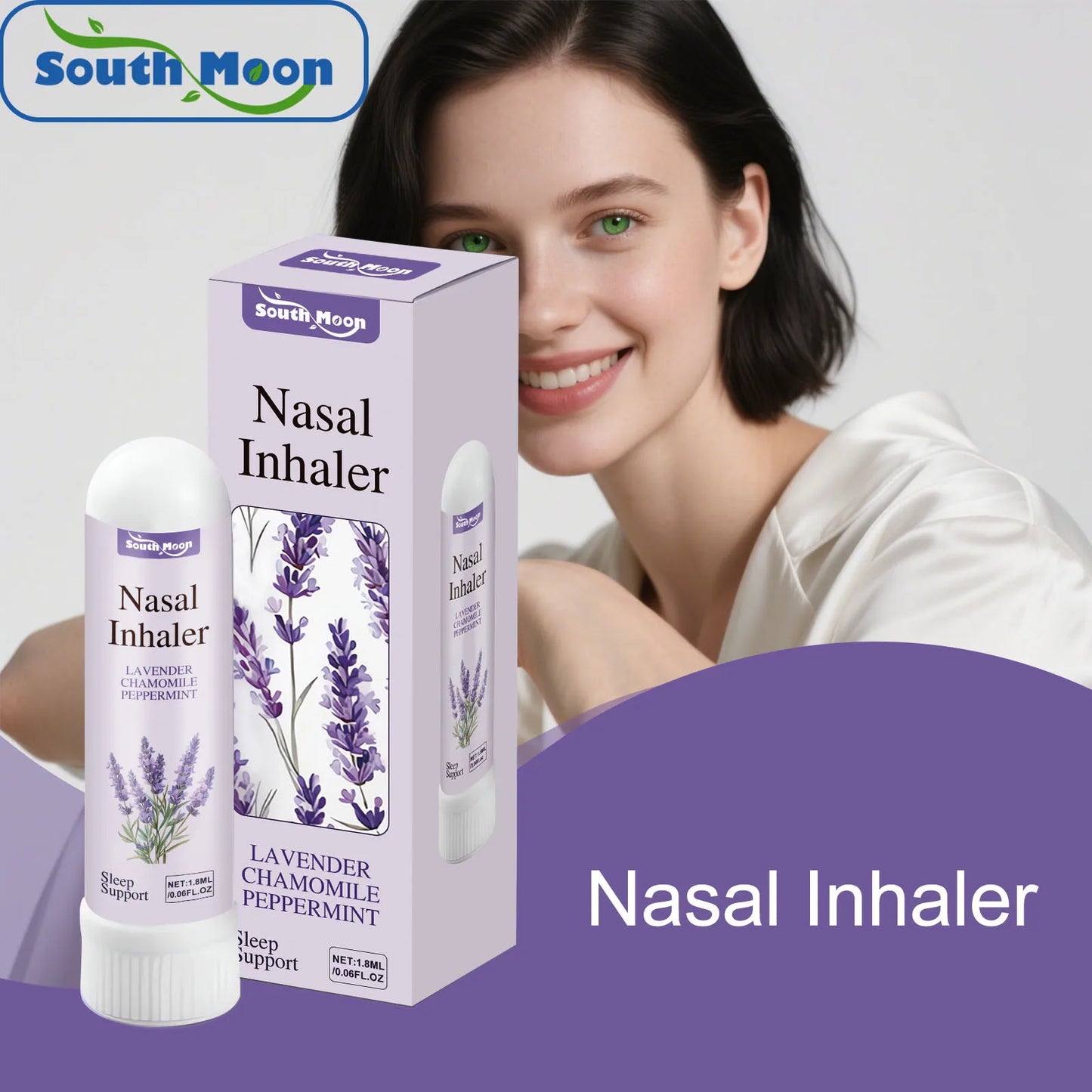 Lavender Chamomile Peppermint Nasal Inhaler Refreshing Breathing Support Sleep Aid Focus Boost Portable Daily Use