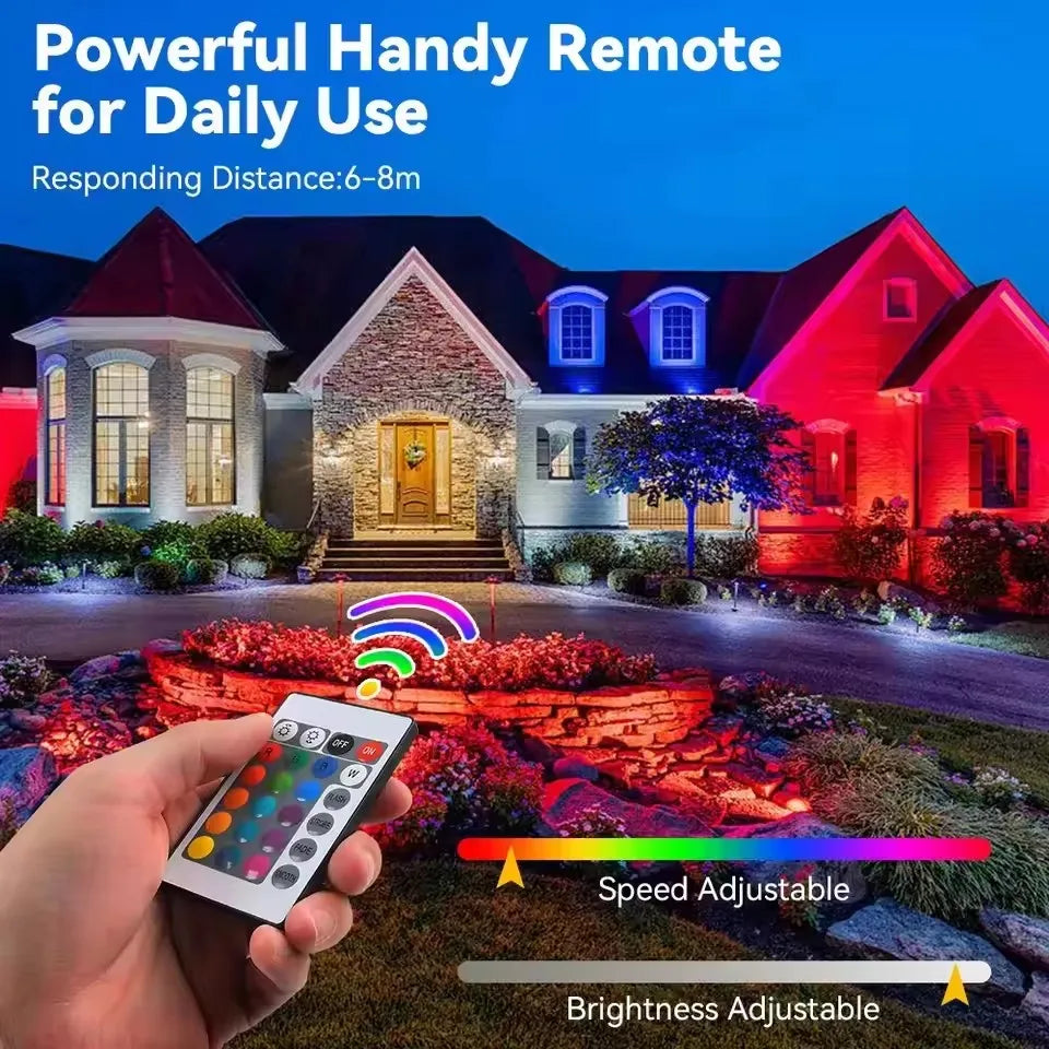 RGB Led Flood Lights Reflector with Remote Waterproof RGB LED Spotlight Indoor Outdoor Lighting Garden Holiday Ambiance Decor