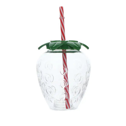 ✔Strawberry Shaped Plastic Cup With Straw Cute Water Bottle Portable Drinking Cup Beverage Cups For Summer Party Home Use
