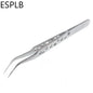 ESPLB Anti-Static Precision Stainless Curved Straight Tip Electronics Industrial Tweezers Silver/Black Phone Repair Hand Tools