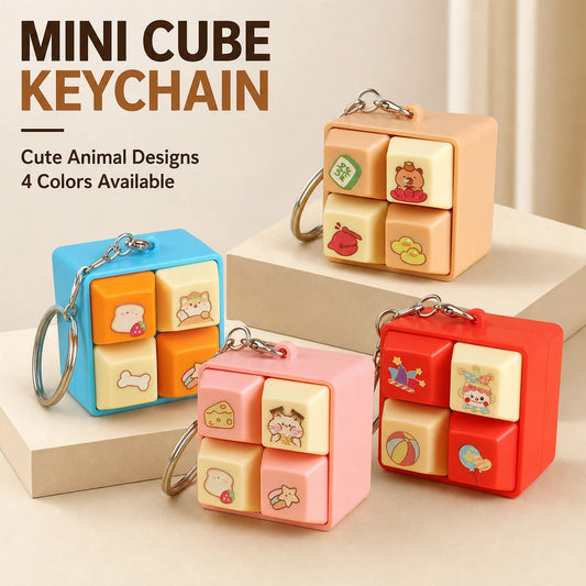 Creative Four Grid Keyborad Button Keychain Stress Relief Fidget Decompression Keyring Backpack Hanging Pendant Birthday Gift