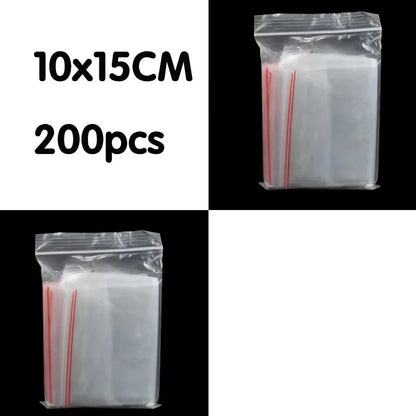 100/200/300pcs Small Zip Lock Plastic Bag Reclosable Transparent Bag Shoe Bag Vacuum Bag Poly Clear Bags Thickness 0.05mm