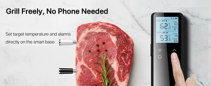 Wireless Meat Thermometer Digital with WiFi Unlimited Range & Bluetooth Support APP Alarm Reminder for BBQ, Oven, Air Fryer