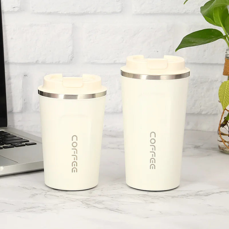 Thermo Cafe Coffee Mug - 380/510ML Leak-Proof Travel & Car Thermos, Double Stainless Steel for Tea, Water, Coffee