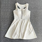 Tennis Skirt Casual Half Zipper Sports Fitness Dress Anti-Running High Waist Slim Golf Yoga Dress