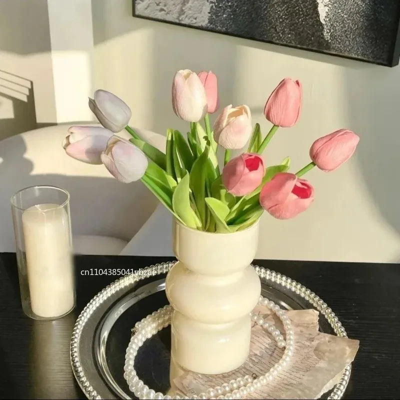 Artificial Flowers Tulip Bouquet Fake Flowers Wedding Garden Decoration Outdoor Home Garden Bouquet Vase Decor Plants