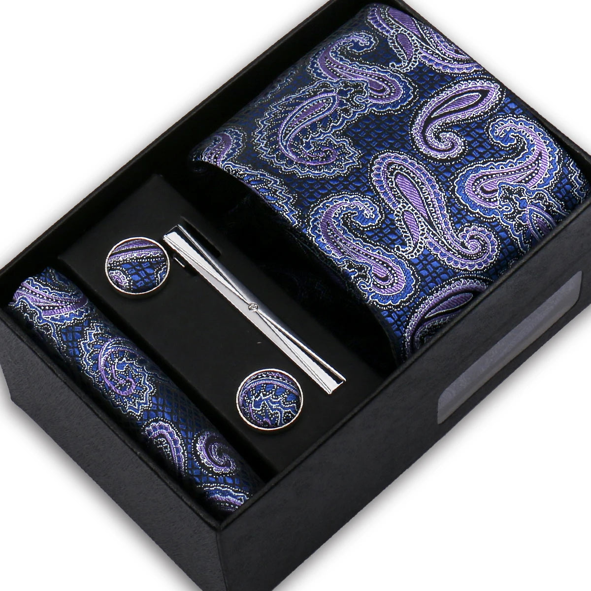 Classic Mens Tie Set Paisley Hanky Cufflinks In Gift Box Jacquard Woven Neckties Set For Men Formal Wedding Fashion Accessories