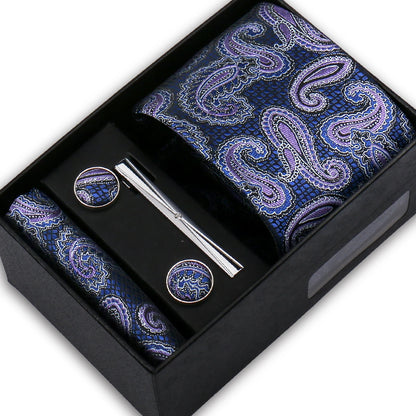 Classic Mens Tie Set Paisley Hanky Cufflinks In Gift Box Jacquard Woven Neckties Set For Men Formal Wedding Fashion Accessories