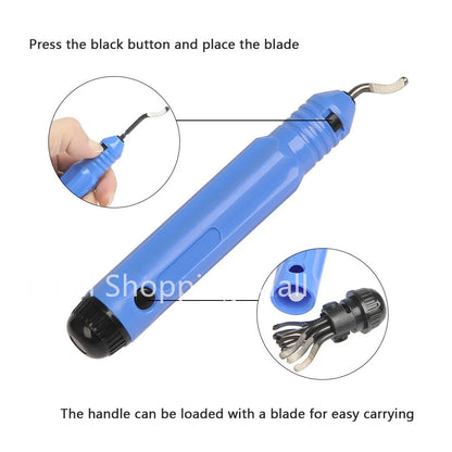 Metal Deburring Tool Kit Burr Remover Hand Tool Anti-Slip Handle with 10pcs Sharp Deburring Blades for Copper Wood Plastic