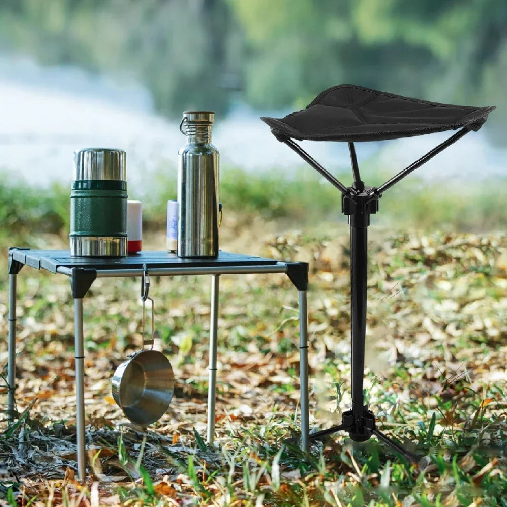 Mini Portable Telescopic Stool - One Leg Triangle Fishing Chair, Ideal for Outdoor Camping, Travel, Queuing & Beach Activities