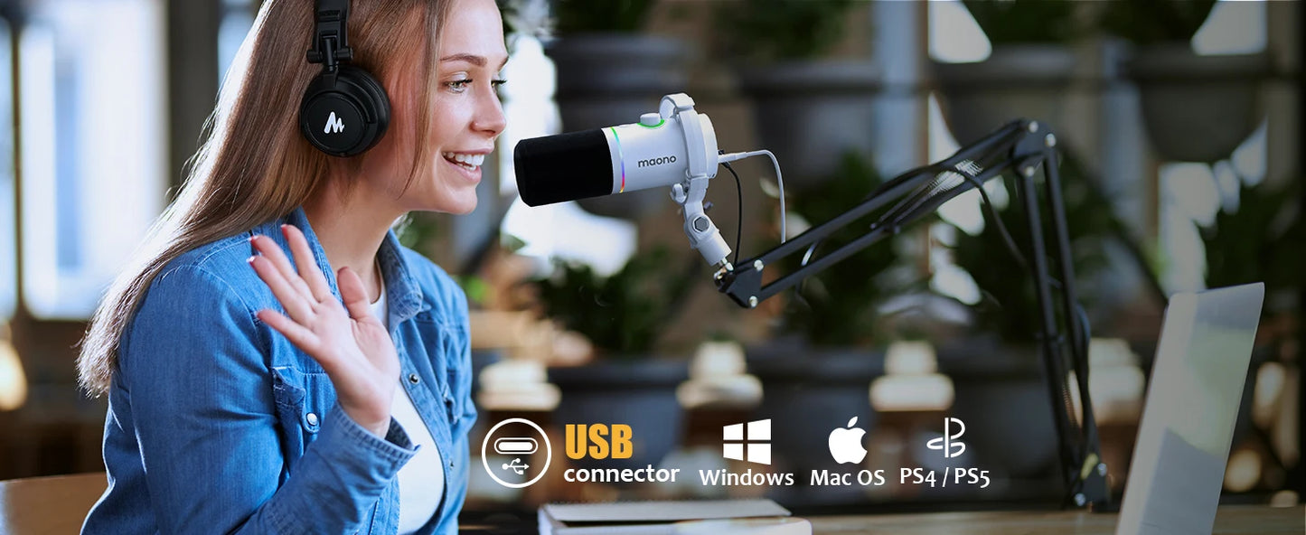 maono PD200X XLR\USB Dynamic Microphone for Gaming Recording Streaming Youtube Metal Mic with Software Tap-to-Mute Gain Knob