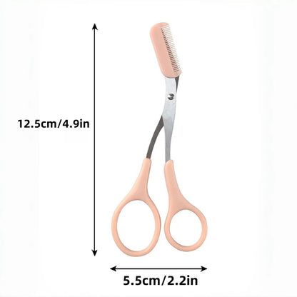 Eyebrow Trimming Scissors Professional Built-in Comb Stainless Steel Non-Slip Brow Shaper Hair Removal Beauty Tool for Men Women