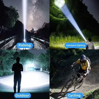 Powerful LED Flashlight Rechargeable USB Waterproof Zoom Fishing Hunting Camping High Lumen Tactical Flashlight LED Torch