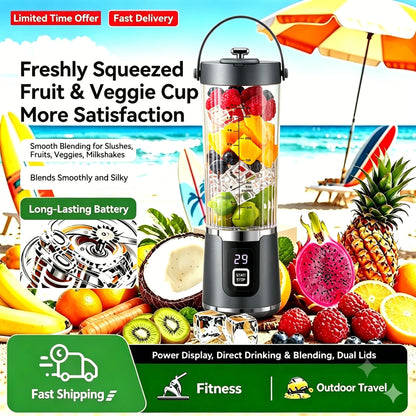 10 Blades Ultra Portable USB Rechargeable Juicer Cup 2 Cups Blender for Juice Smoothie Gym Travel Camping Home Kitchen