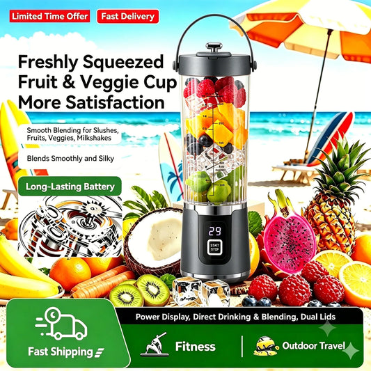 10 Blades Ultra Portable USB Rechargeable Juicer Cup 2 Cups Blender for Juice Smoothie Gym Travel Camping Home Kitchen