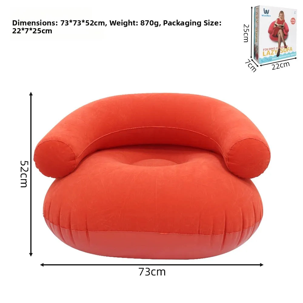 Inflatable Single Person Lazy Sofa U-Shaped Flocking with Armrests And Backrest Portable Outdoor Leisure Bean Bag Chair