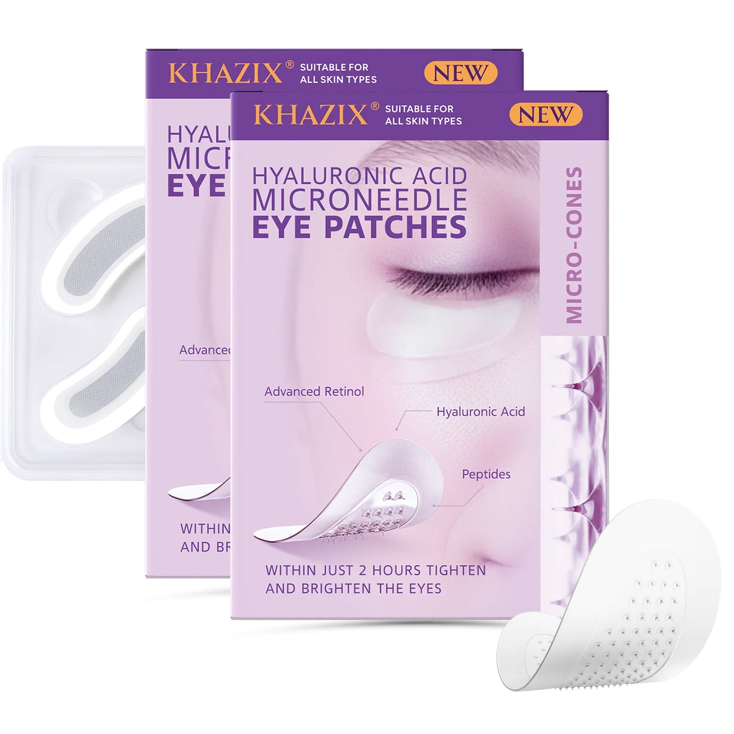 Retinol Microneedle Eye Patches with Hyaluronic Acid & Firming Peptides,for Forehead, Eye Area, Crow's Feet & Smile Lines,1Pair.