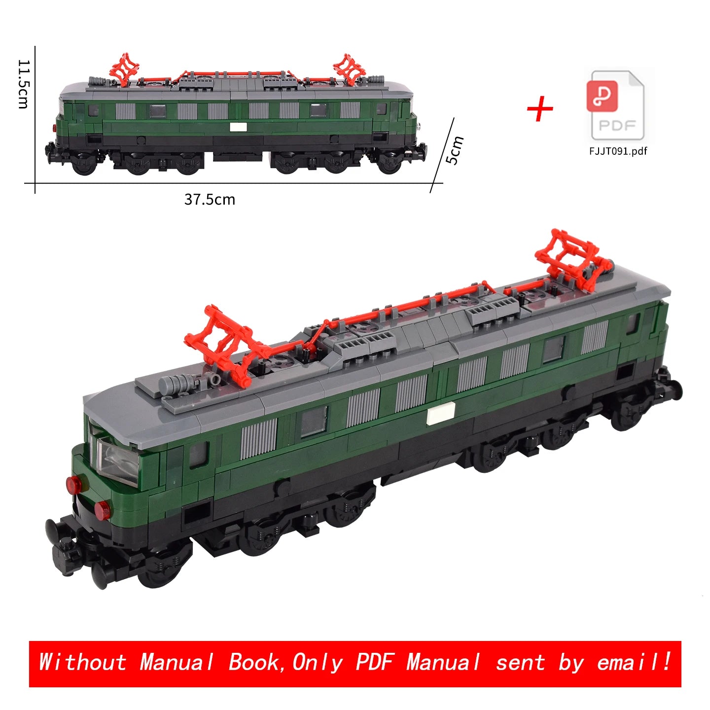 Vintage Dual Cab Train MOC Blocks, Detailed Retro Railway Locomotive, Educational DIY Toy for Train Fans, No Paper Manual