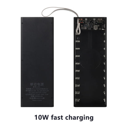 20*18650 Detachable Power Bank Case 22.5W PD QC3.0 Quick Wireless Charging DIY Shell With LED Lighting 18650 Battery Storage Box