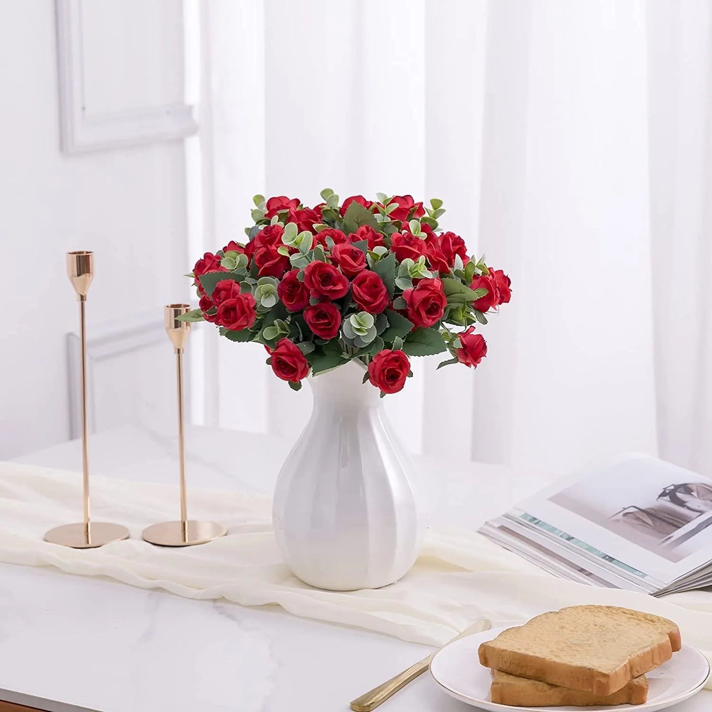 15 heads Artificial Silk Rose Flowers Bridal Bouquet for Home Wedding Floral Arrangement Garden Artificial Flowers DIYGift Decor