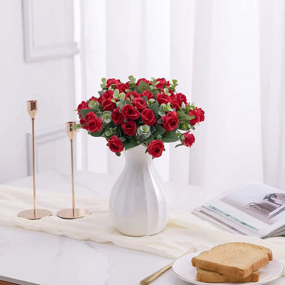 15 heads Artificial Silk Rose Flowers Bridal Bouquet for Home Wedding Floral Arrangement Garden Artificial Flowers DIYGift Decor