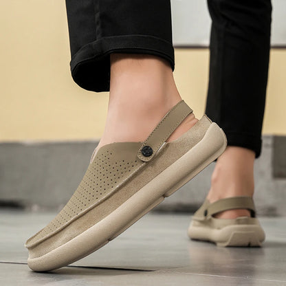 Men's Breathable perforated casual Dress sandals summer lightweight soft sole outdoor walking shoes fashion comfort tide shoes