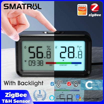 Zigbee Weather Station Digital Thermometer Room Tuya Smart Hygrometer Electronic Table Clock Temperature And Humidity Sensor