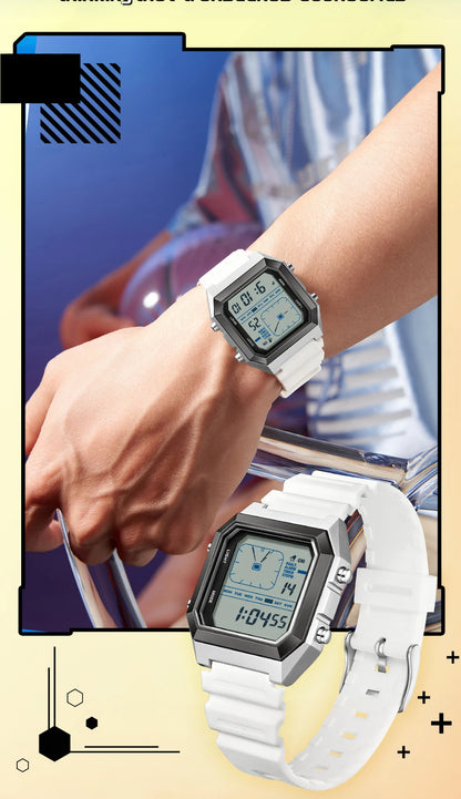 SANDA 6307 Casual Men's LED Electronic Watch Waterproof Sports Alarm Clock Multi functional Student Fashion Electronic Watch