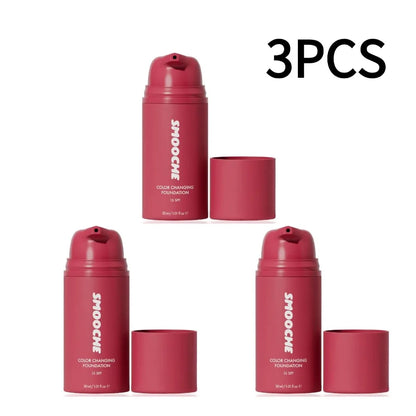 Color Changing Foundation Liquid Moisturizing Face Makeup Base Full Coverage Concealer Cream for Women Flawless Beauty Cosmetics