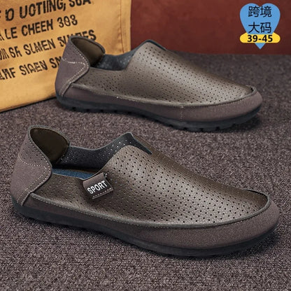 Yellow Breathable Men Loafers Slip On Casual Shoes Summer Hollow Out Driving Moccasins Plus Size 45 Soft Non-slip Flats Footwear