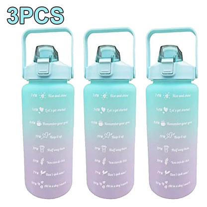 Water Bottle 2 Liter Stay Hydrated Motivated Leakproof Plastic Sport Bottle Reminder Times Sports Outdoor Fitness Office Indoor