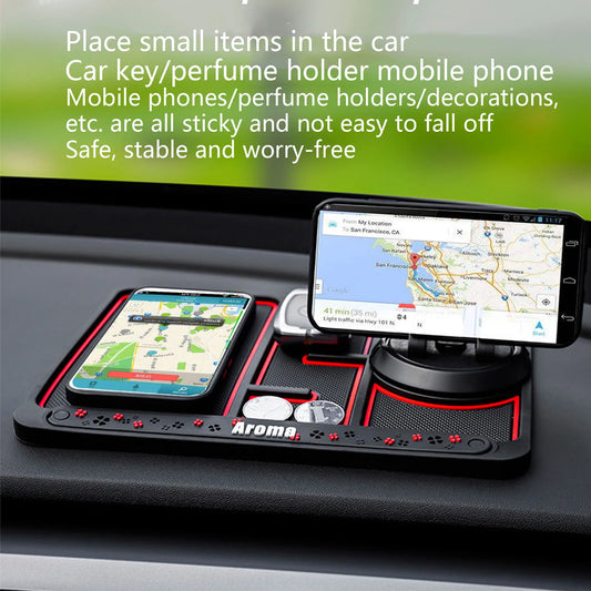 4 In 1 PVC Car Anti-Slip Mat  panel Silicone Phone Holder Dashboard Mount Stand Multi-purpose Car Organizer Tray Car Accessory