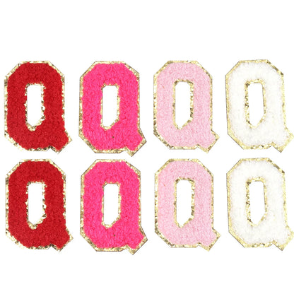 8pcs Sweet 26 Letters Towel Embroidery Patch Pink A-Z Self-adhesive Sticker Decoration For DIY Apparel Bag Crafts Accessories
