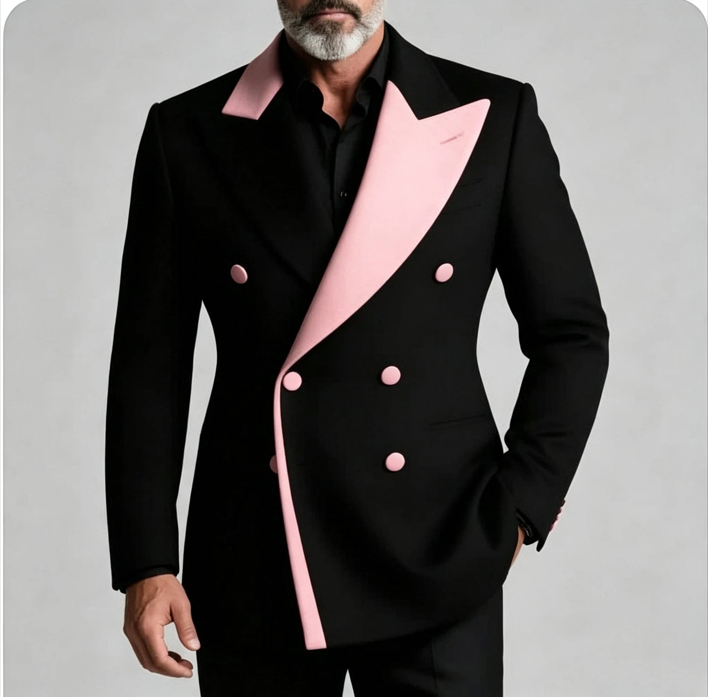Men's Double Breasted Peak Lapel Wedding Suit Custom 3-Piece Groom Tuxedo Separates Formal Wedding Suit for Grooms Slim Fit Suit