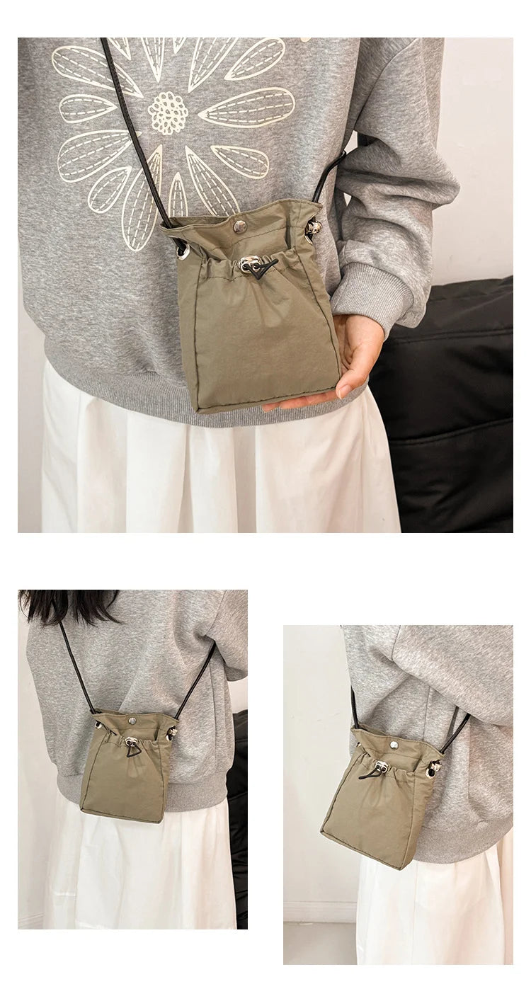 1× Nylon Crossbody Bag Soft Mini Phone Wallet Multifunctional Canvas Square Shoulder Bag Messenger Bag for Outdoor Hiking Travel