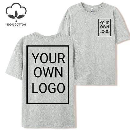 Double Sided Customized LOGO Picture Women T-Shirt Summer Y2K Loose Short Sleeves Comfortable T Shirts Crewneck DIY Tee Tops