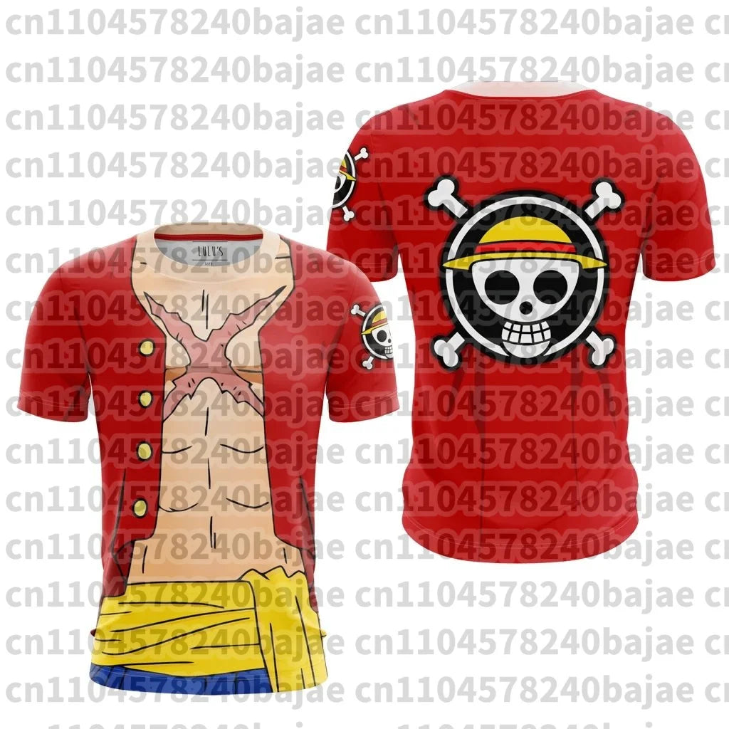 2026 New Arrivals Luffy cosplay T-shirt One Piece 3D printed Kids short-sleeved top Themed comic exhibition clothing