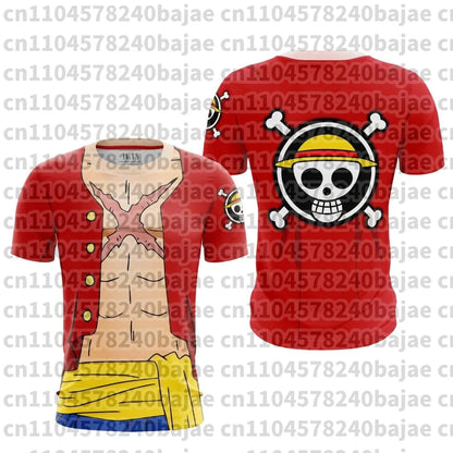 2026 New Arrivals Luffy cosplay T-shirt One Piece 3D printed Kids short-sleeved top Themed comic exhibition clothing