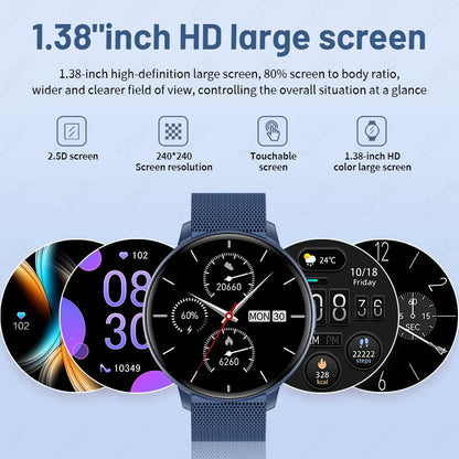 LIGE Nowy 1,38-calowy Smartwatch Zdrowotny Damski Połączenia Bluetooth Smartwatch Męski Monitorowanie Tętna Bransoletka Sportowa Odtwarzacz Muzyki 2026
