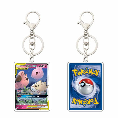 Key chain Charmander Mewtwo Umbreon Jigglypuff Venusaur Blastoise Solgaleo Game Card Acrylic Keychain Pendant Decoration