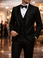 Men's Slim Fit Business Suit Black Shawl Lapel Casual Tuxedos for Wedding Groomsmen Suits Set