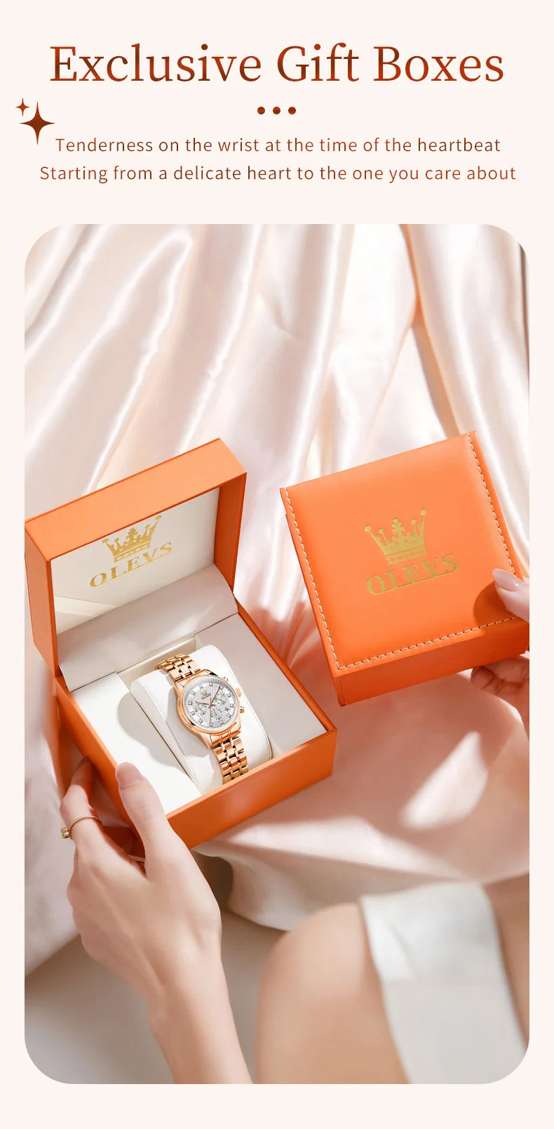 OLEVS 3669 Original Chronograph Quartz Wristwatch for Lady Calendar Waterproof Steel Strap Elegant Dress Women's Watches