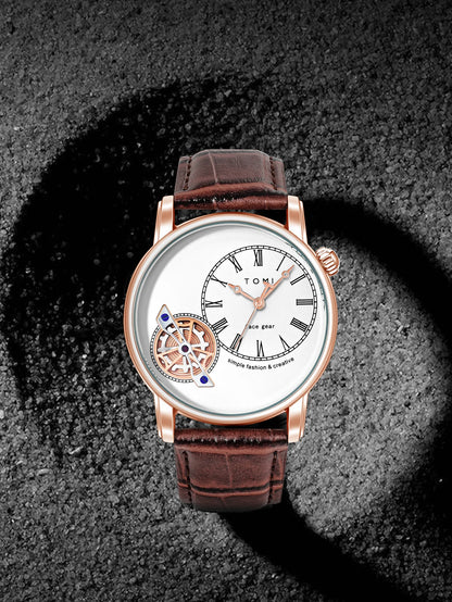 TOMI Set Gift Box Luxury and Fashionable Men's Quartz Watch Leisure Calendar Double Strap Quartz Watch Festival Gift